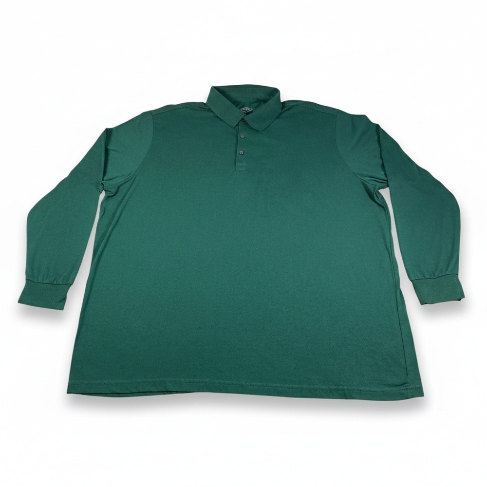 St John's Bay Mens 3XL Long Sleeve Polo Shirt Medieval Green Classic Fit NWT